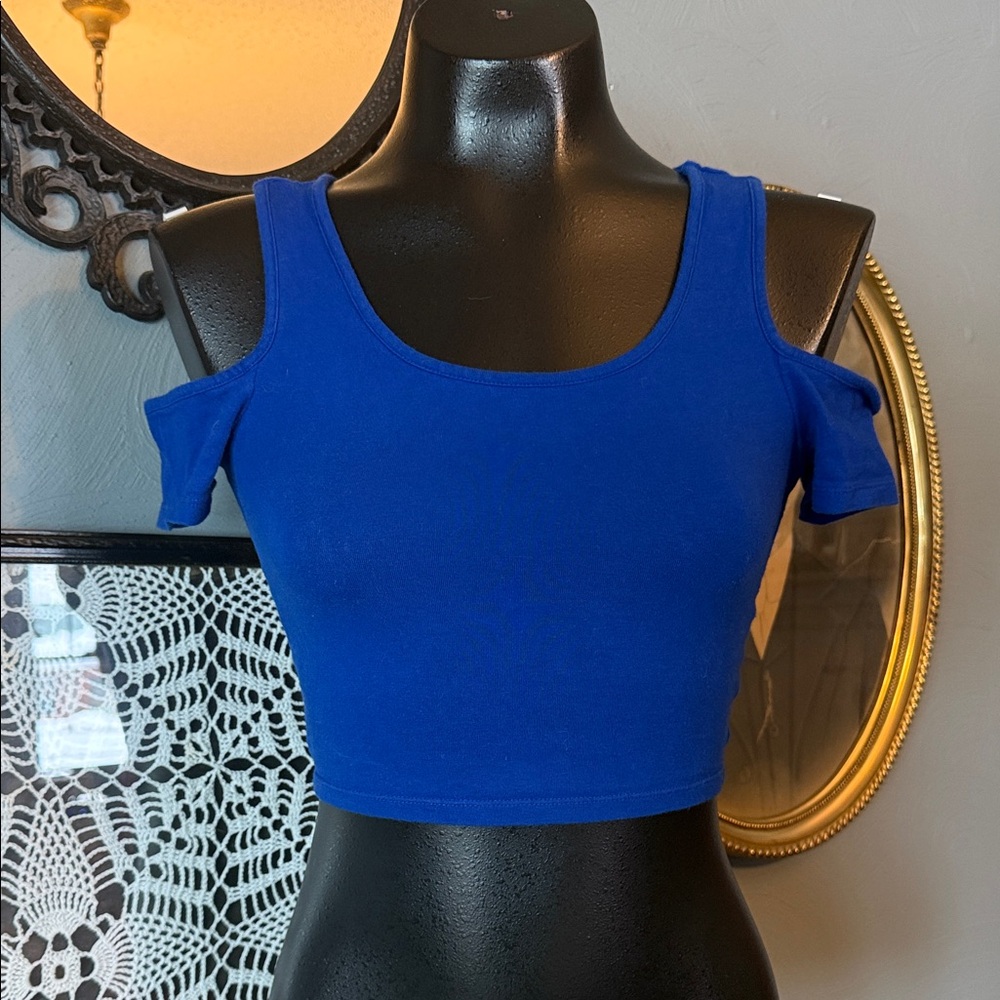 Forever 21 Royal Blue Cold Shoulder Crop Top
